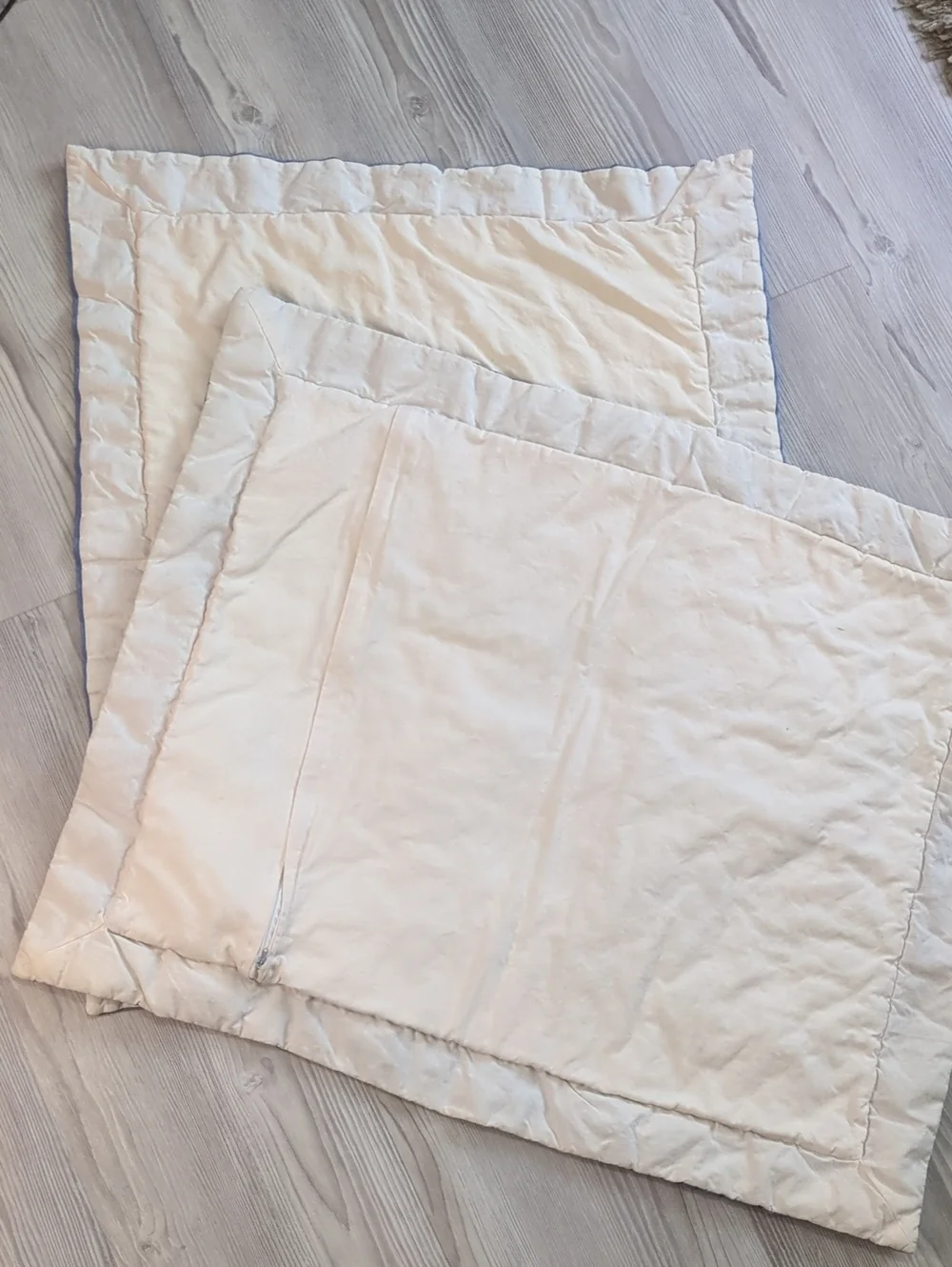 Vintage Patchwork Quilted Pillowcases Set of 2 Standard Blue Pink Floral Cottage